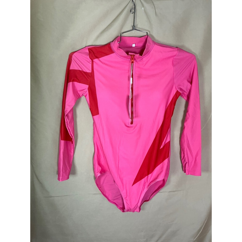 Large Burkini Modest Swimsuit Women 4 Piece Set Pink Red Excellent Geometric - Picture 16 of 16